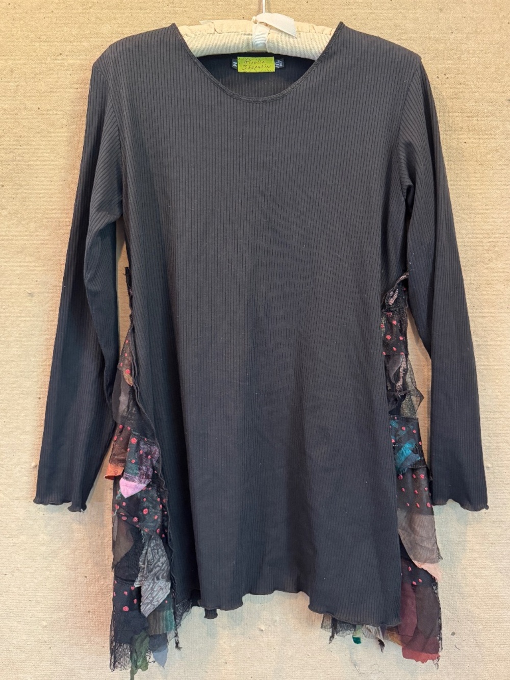 Giselle Shepatin Black Ribbed Knit Tunic